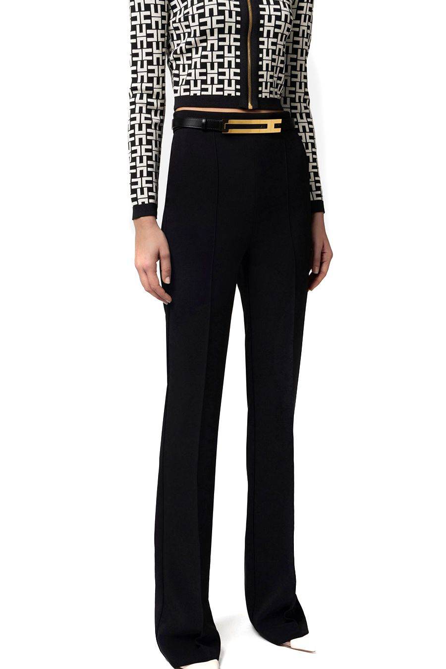 ELISABETTA FRANCHI  Pantaloni Neri Elisabetta Franchi in Tessuto Misto Super sconto