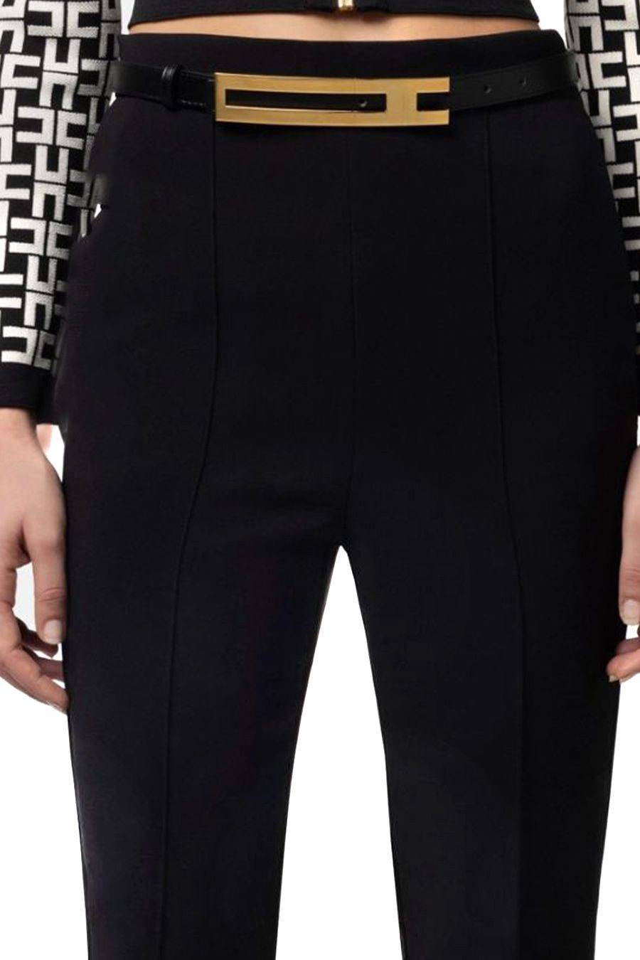 ELISABETTA FRANCHI  Pantaloni Neri Elisabetta Franchi in Tessuto Misto Super sconto