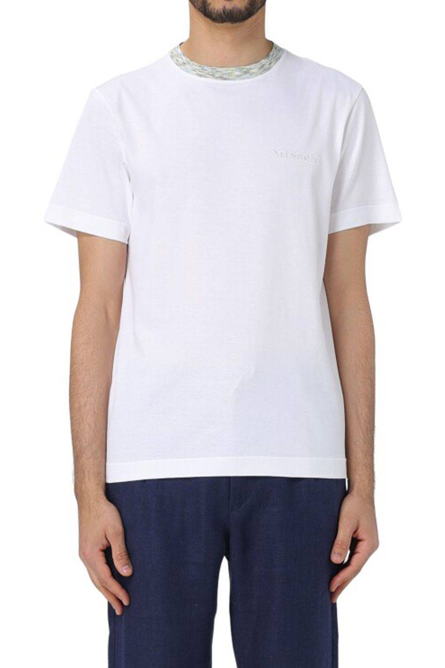 MISSONI  T-Shirt Bianca in Cotone Missoni Uomo UC22SL01-BJ0002-AS01BF Enormi sconti