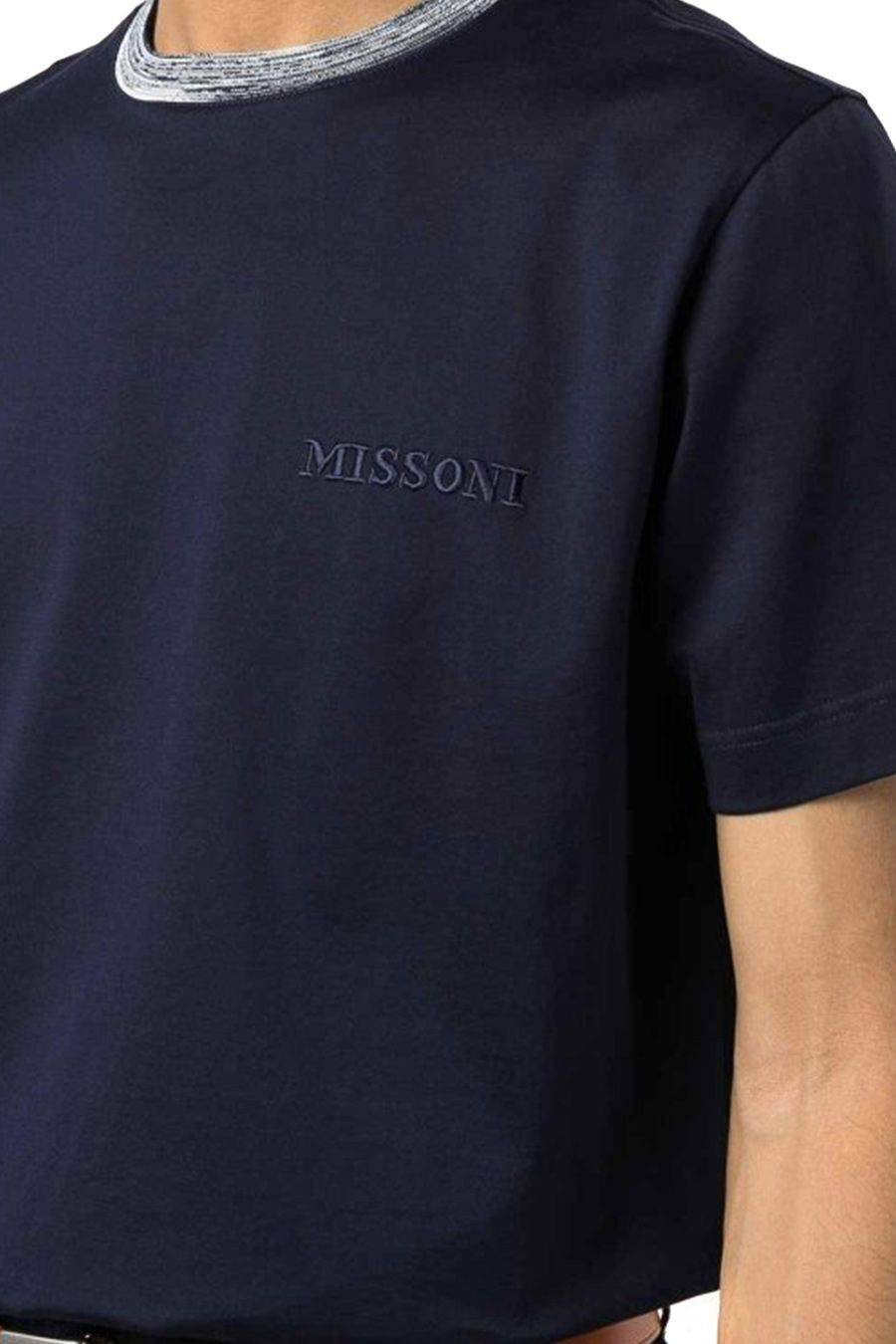 MISSONI  Polo di Cotone Blu Scuro Uomo Missoni UC22SL01-BJ0002-AS70WR Duty-free