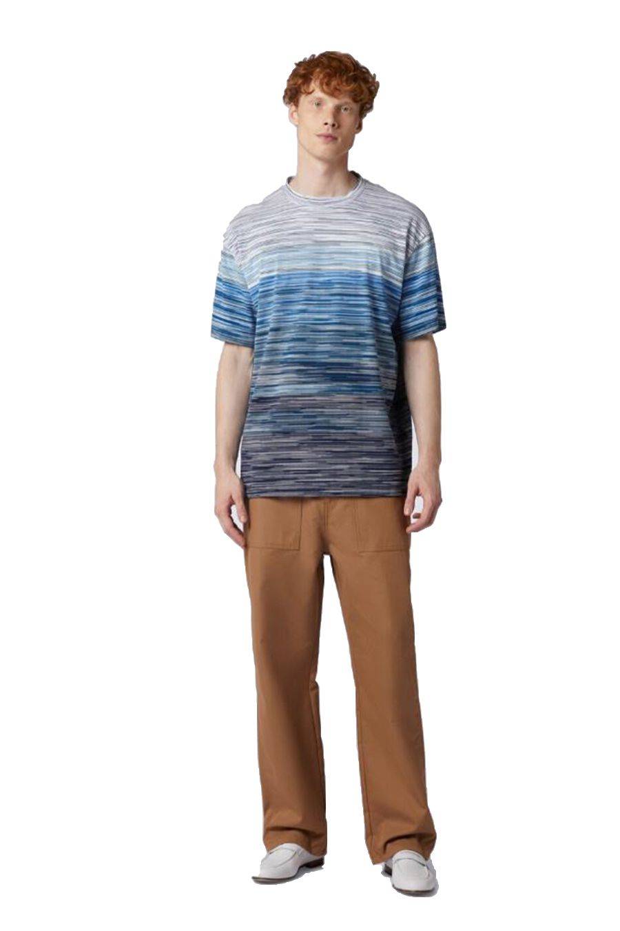 MISSONI  T-Shirt Cotone Blu Uomo Missoni Sconto di tempo limitato