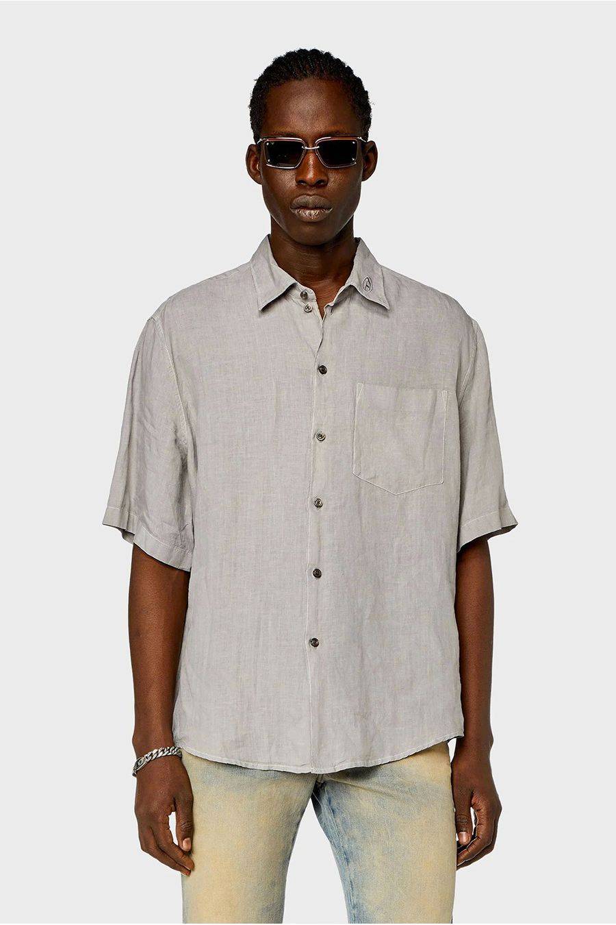 DIESEL  Camicia Uomo Diesel Cotone Bianco A12854 Offerta San Valentino