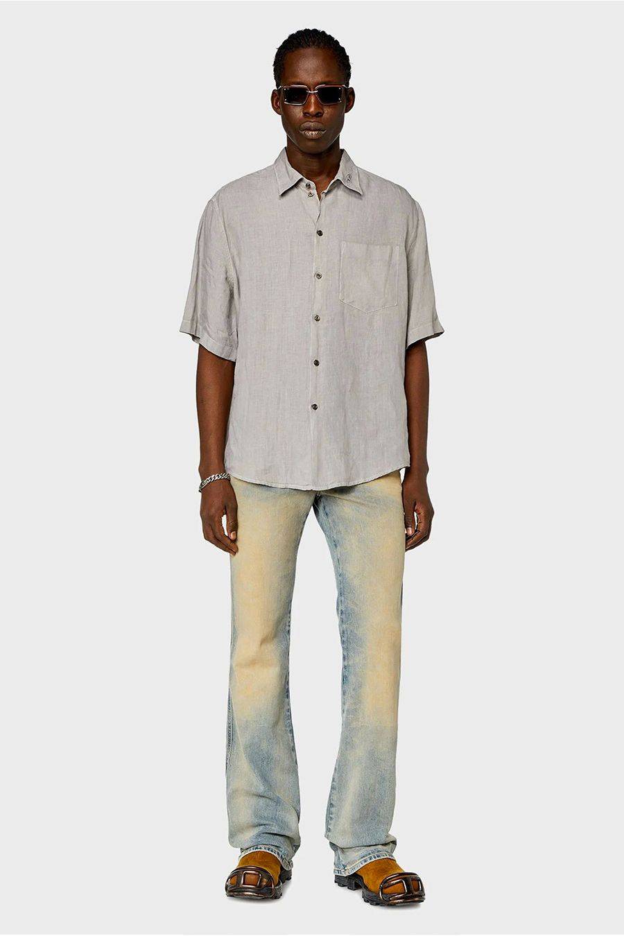 DIESEL  Camicia Uomo Diesel Cotone Bianco A12854 Offerta San Valentino