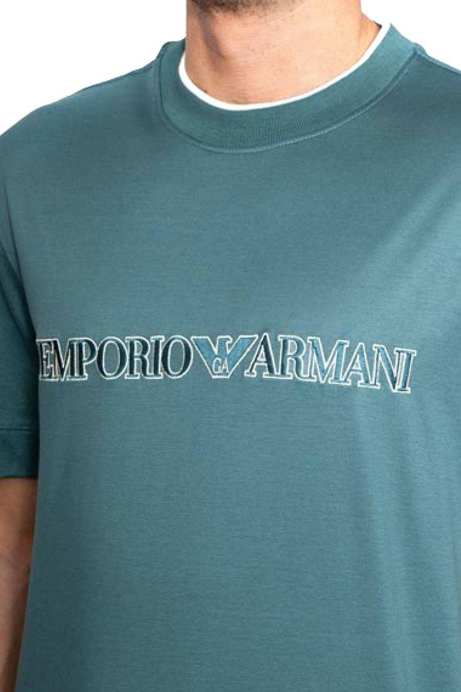 EMPORIO ARMANI  T-Shirt Emporio Armani Cotone Azzurro Cielo Liquidazione