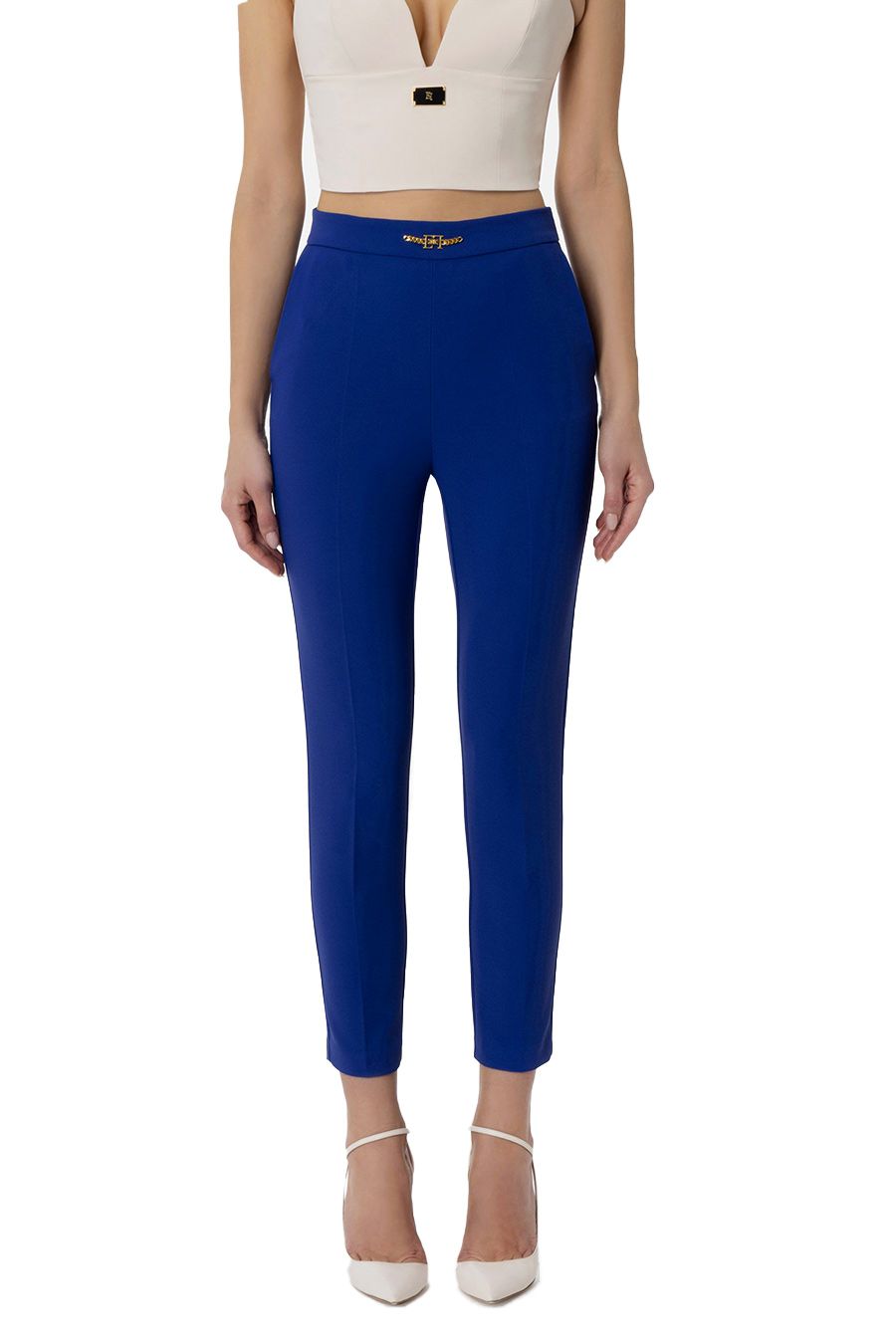 ELISABETTA FRANCHI  Pantaloni Blu Elisabetta Franchi in Poliestere per Donna Offerte speciali
