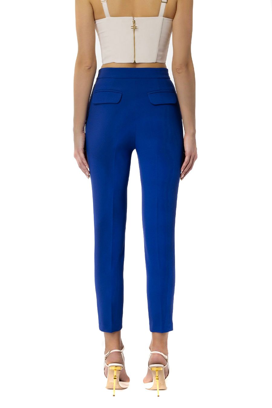 ELISABETTA FRANCHI  Pantaloni Blu Elisabetta Franchi in Poliestere per Donna Offerte speciali