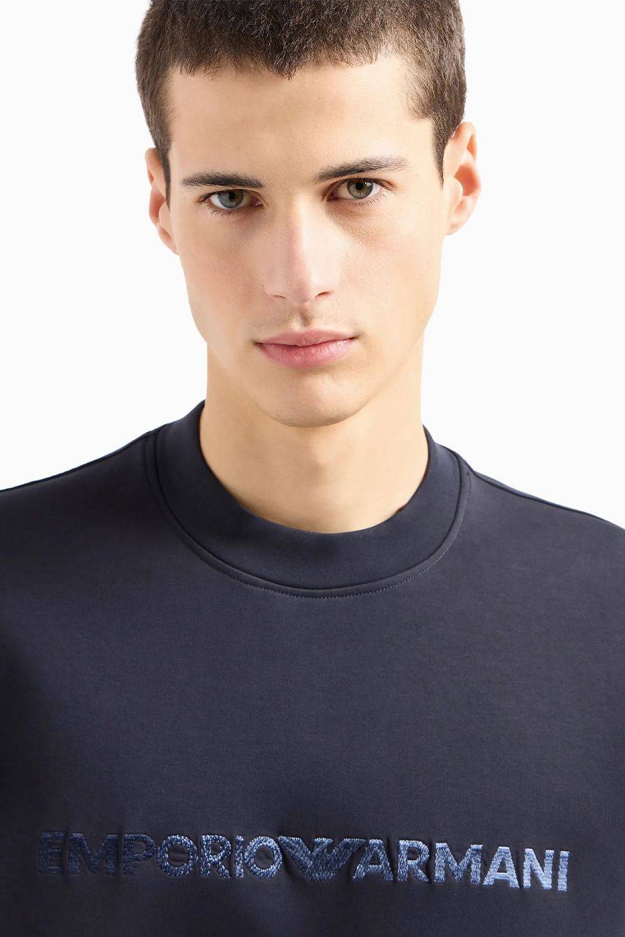 EMPORIO ARMANI  Felpa da Uomo Emporio Armani in Cotone Misto Azzurro Cielo Offerta speciale della fabbrica