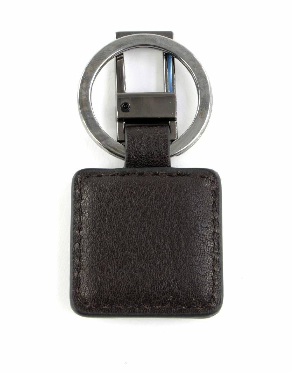 PIQUADRO  Portachiavi in Pelle Nera PIQUADRO - Accessorio Uomo con Moschettone Italy
