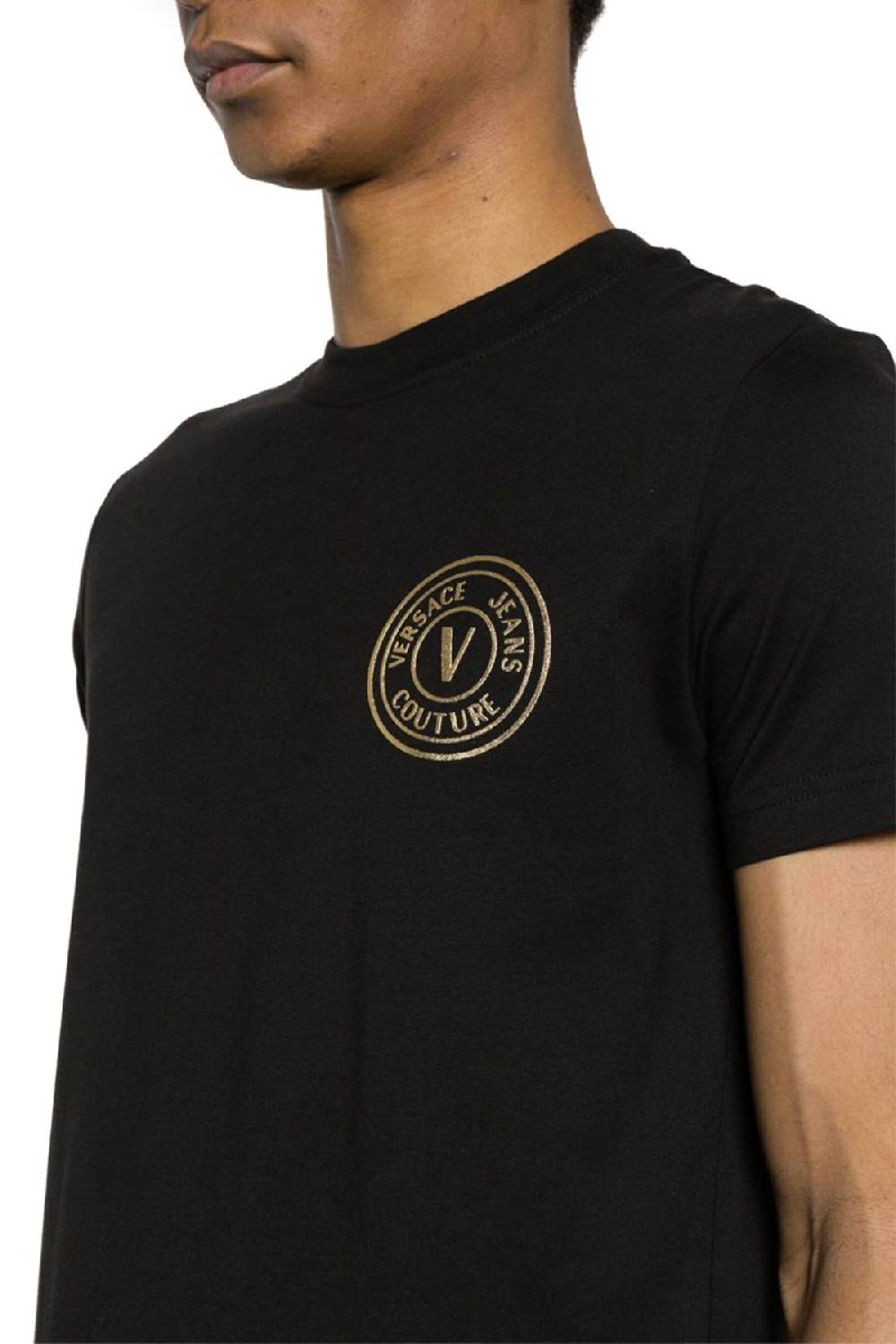 VERSACE JEANS COUTURE  T-Shirt in Cotone Nero Versace Jeans Couture Uomo Italia