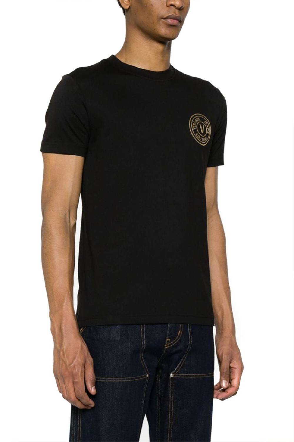 VERSACE JEANS COUTURE  T-Shirt in Cotone Nero Versace Jeans Couture Uomo Italia