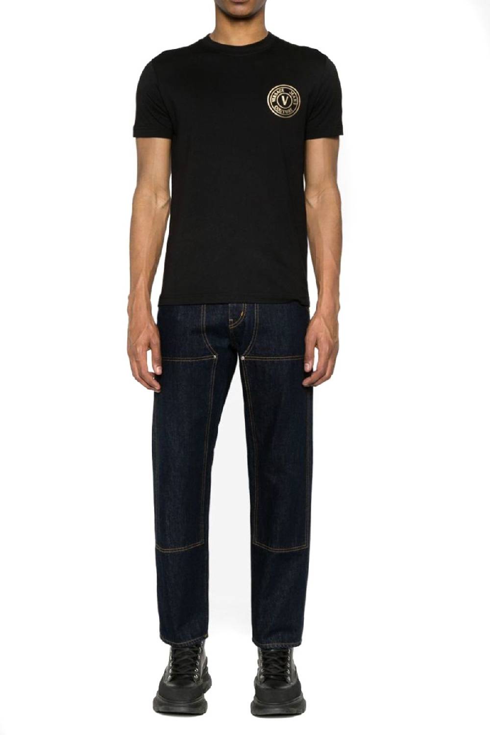 VERSACE JEANS COUTURE  T-Shirt in Cotone Nero Versace Jeans Couture Uomo Italia