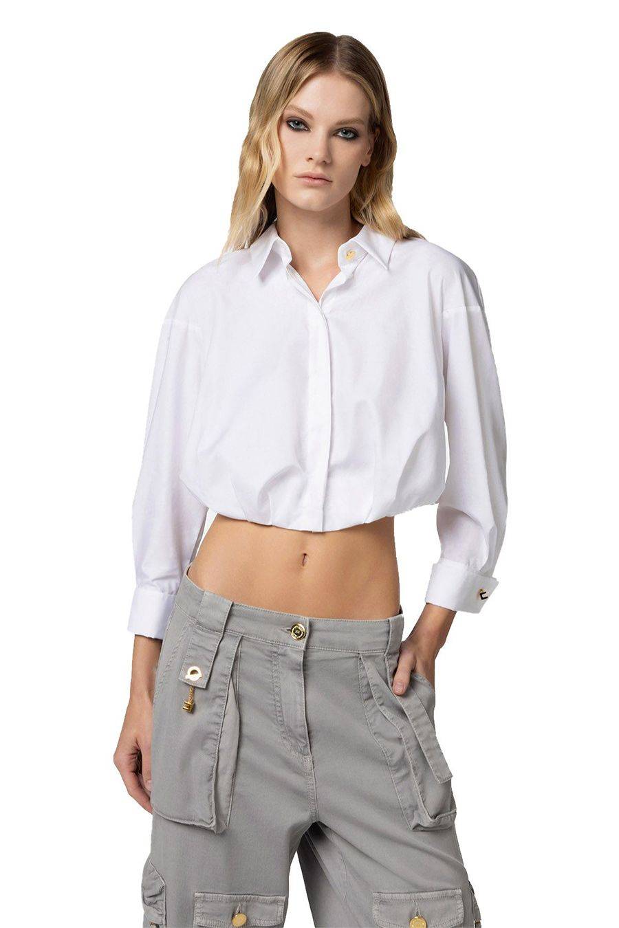 ELISABETTA FRANCHI  Camicia Bianca in Cotone di Elisabetta Franchi per Donna Nuovo