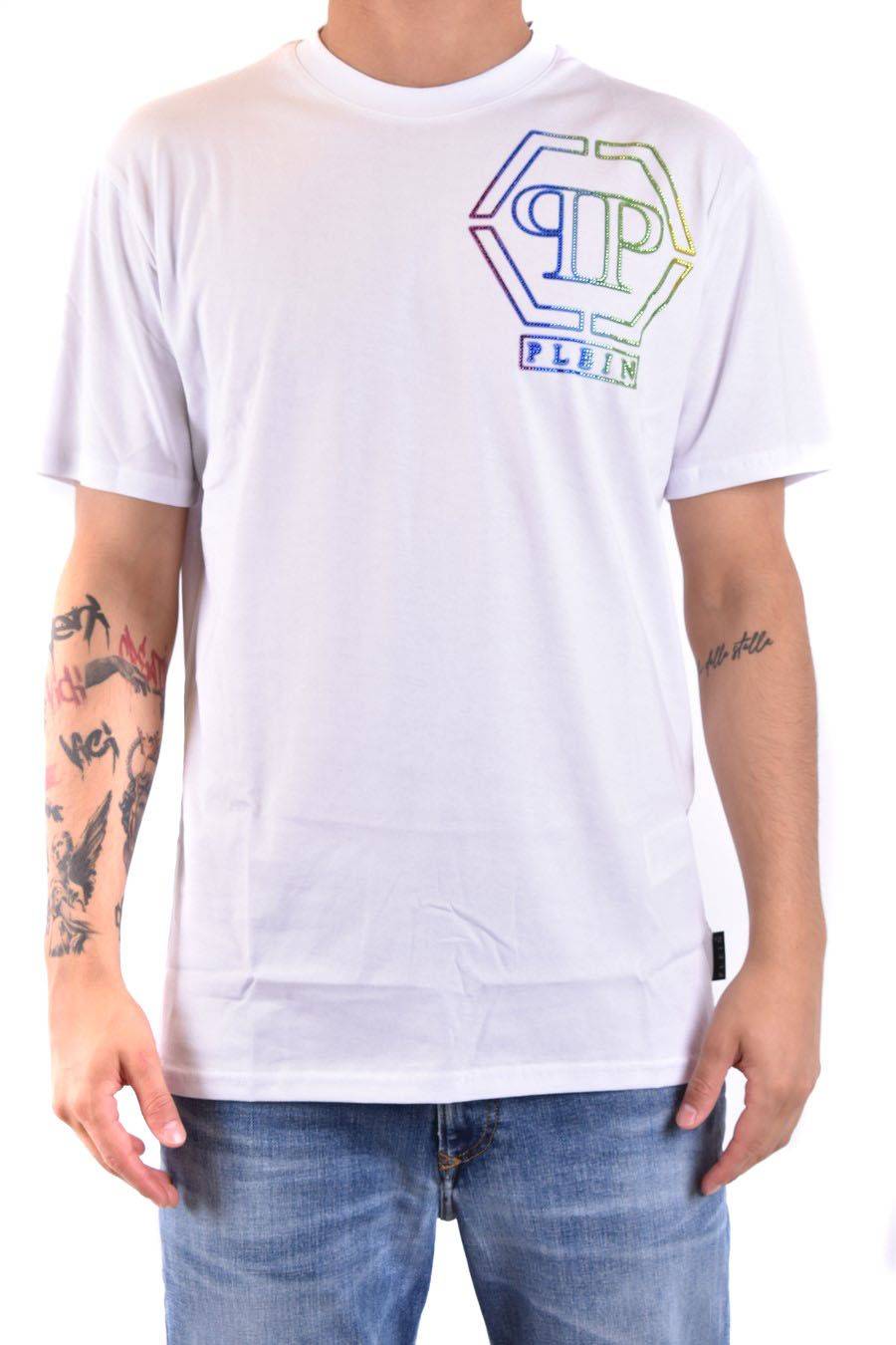 PHILIPP PLEIN  T-Shirt Bianca in Cotone Philipp Plein Uomo Soddisfazione Garantita