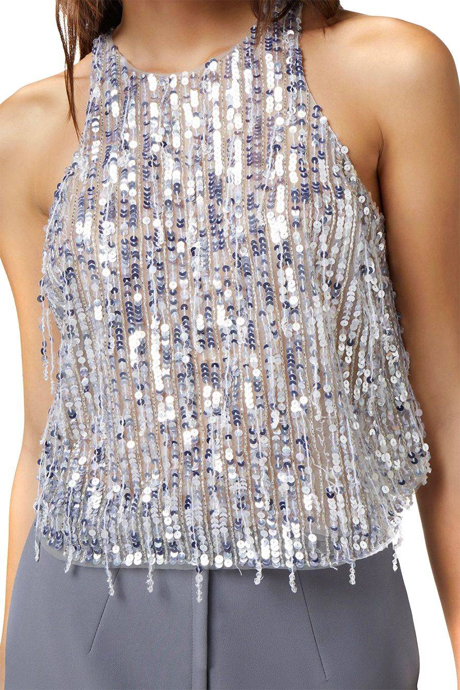 ELISABETTA FRANCHI  Blusa Argento Elisabetta Franchi - Top Poliestere Donna 100% Affare Del Giorno