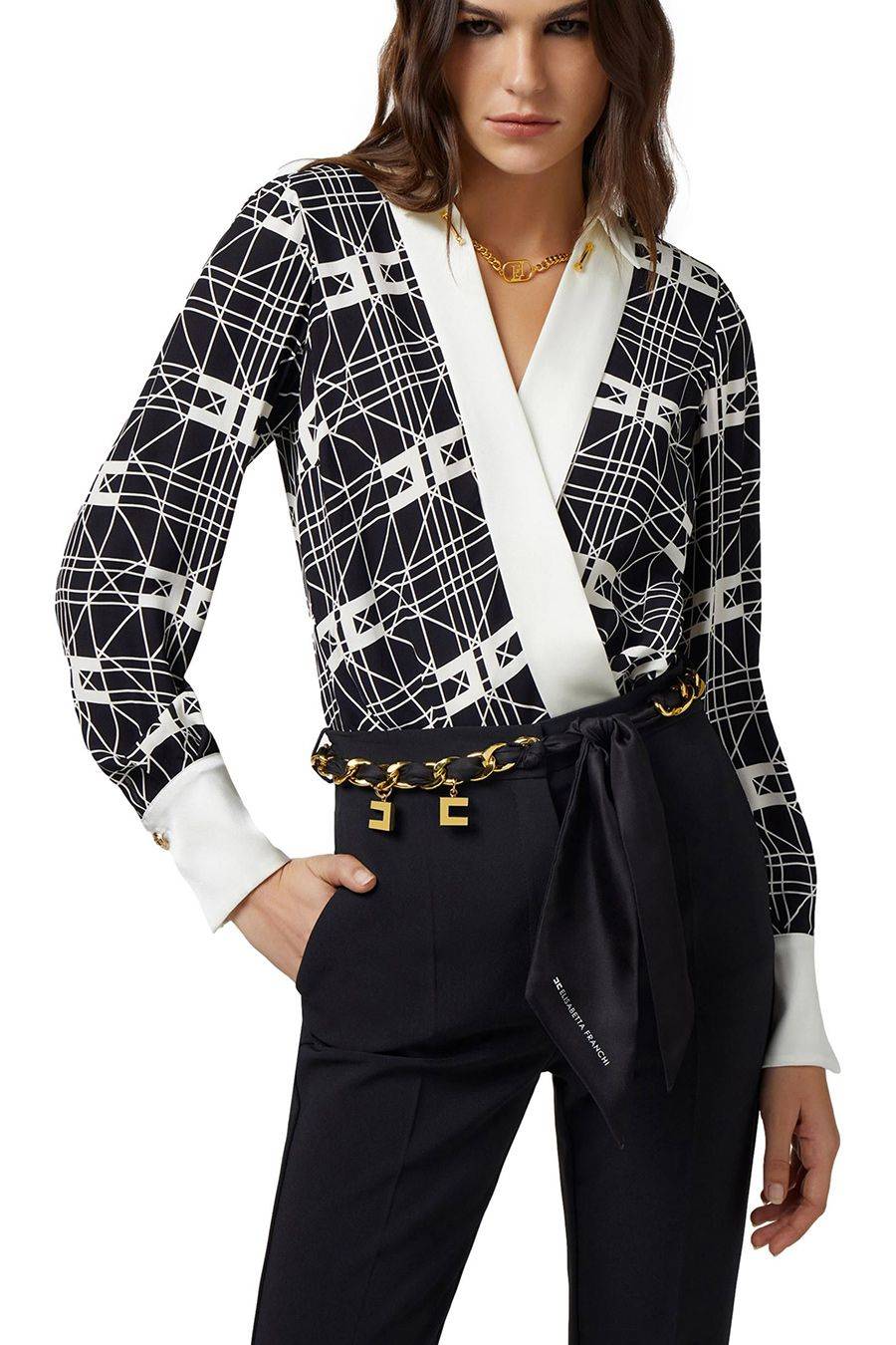 ELISABETTA FRANCHI  Camicetta Multicolore in Seta Elisabetta Franchi da Donna Presa