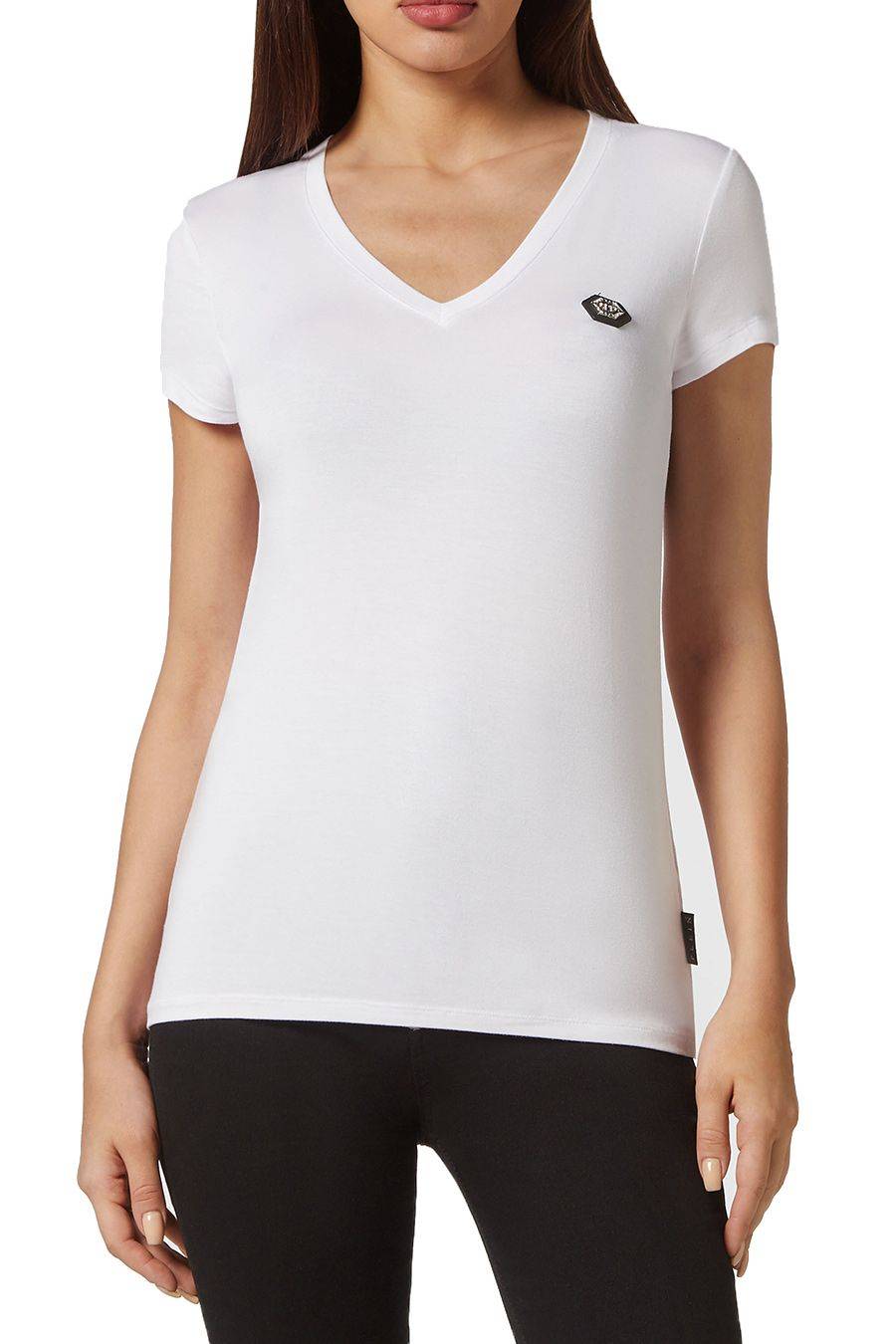 PHILIPP PLEIN  T-Shirt Bianca in Cotone da Donna PHILIPP PLEIN Saldi Di Fabbrica