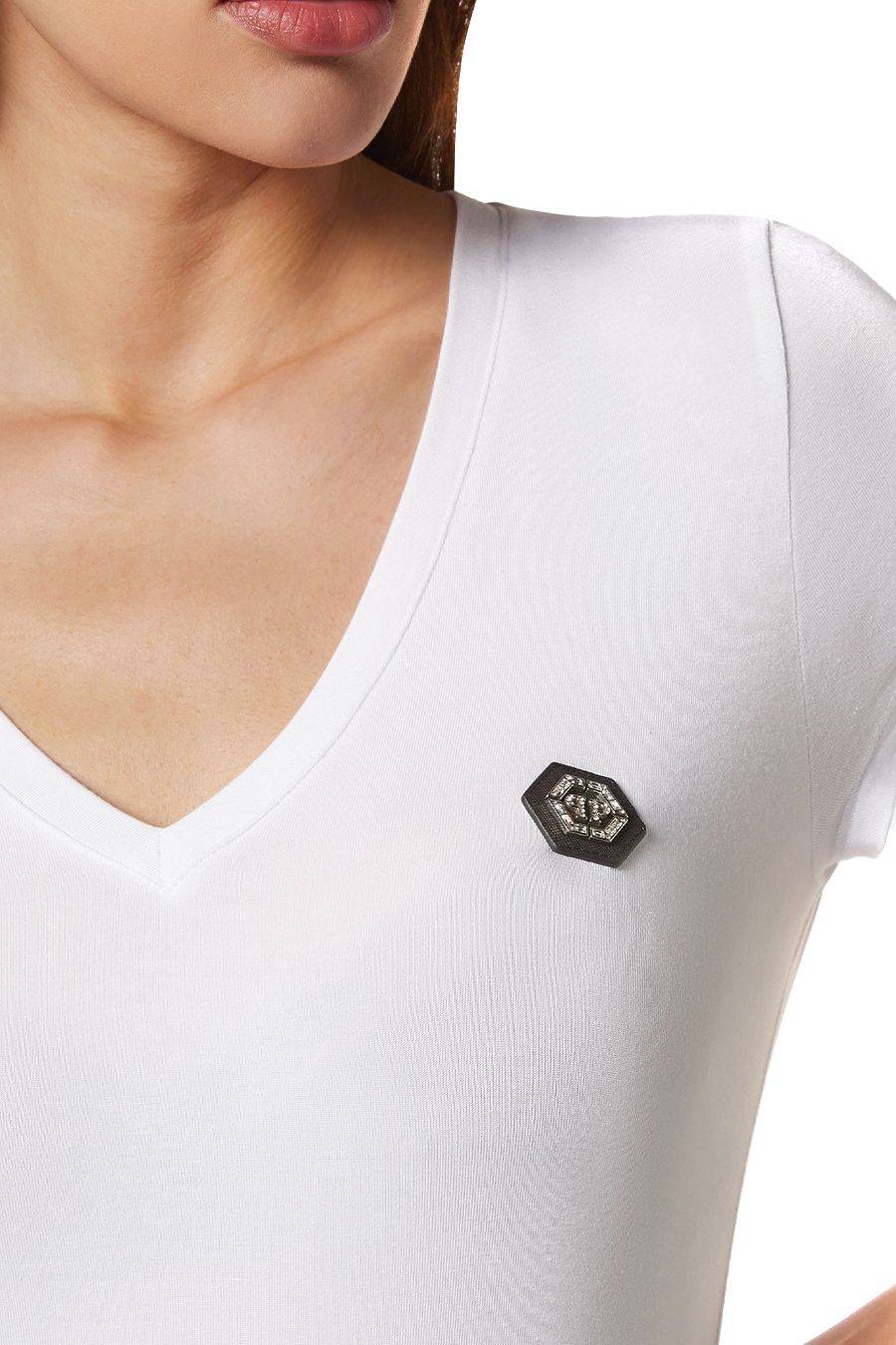 PHILIPP PLEIN  T-Shirt Bianca in Cotone da Donna PHILIPP PLEIN Saldi Di Fabbrica
