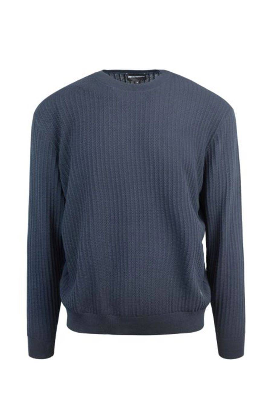 EMPORIO ARMANI  Maglione di Cotone Azzurro Cielo Emporio Armani Uomo Nuova