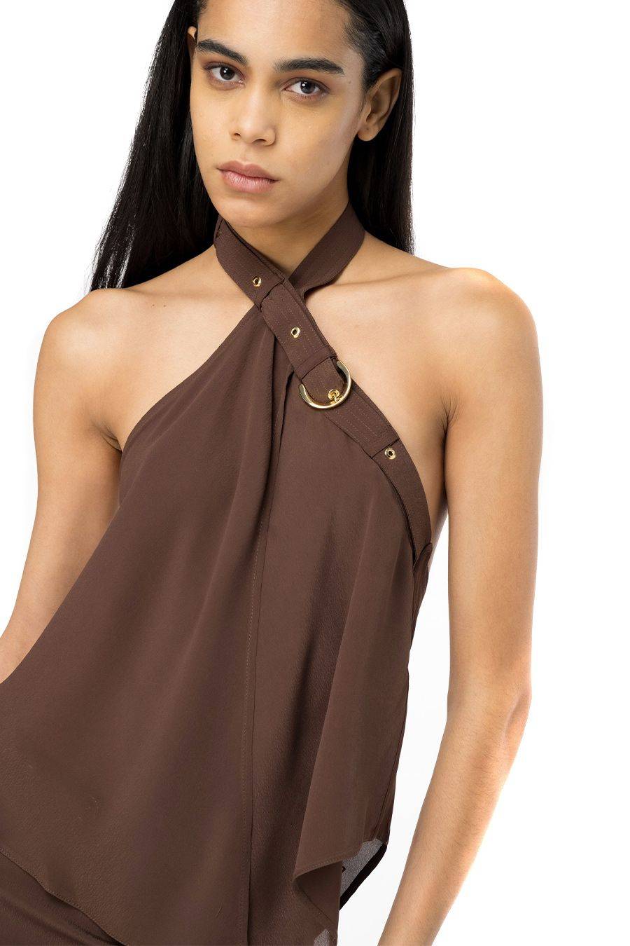 PINKO  Top Donna PINKO in Viscosa Marrone Moda