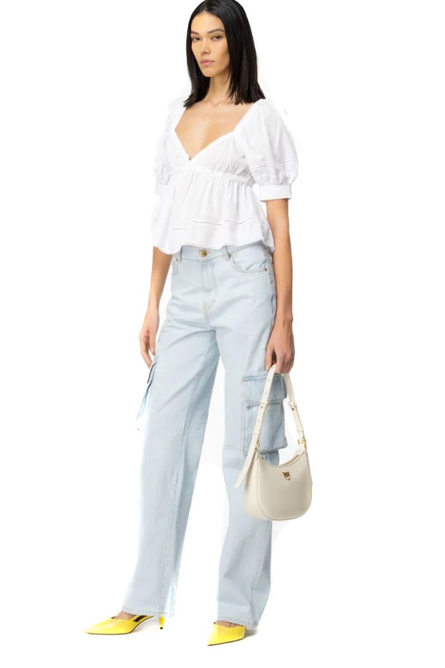 PINKO  Maglietta Bianca in Cotone da Donna PINKO Negozio online di fabbrica