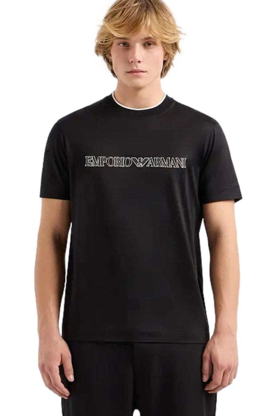 EMPORIO ARMANI  T-Shirt Emporio Armani Nera in Cotone Uomo 3D1TD4 Prezzo di fabbrica