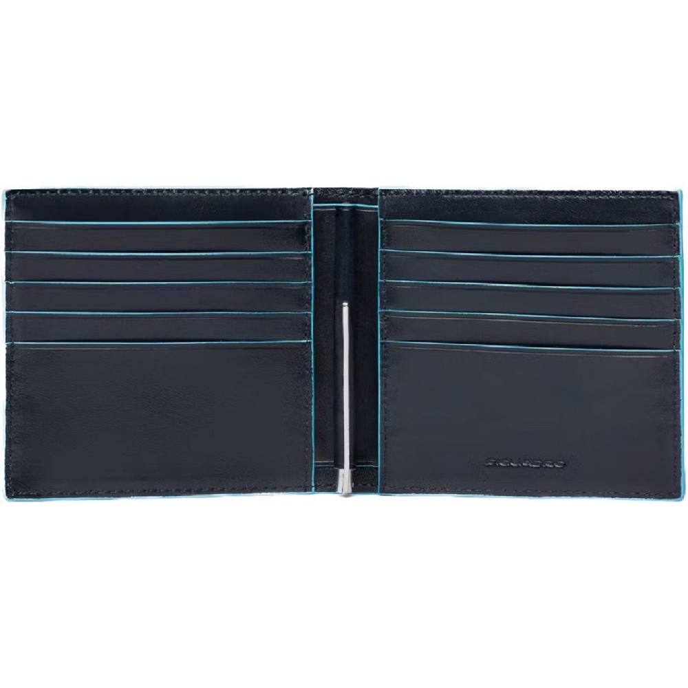PIQUADRO  Portafoglio Uomo Piquadro in Pelle Blu - Design Sottile con 10 Scomparti per Carte Smaltimento dello stoccaggio