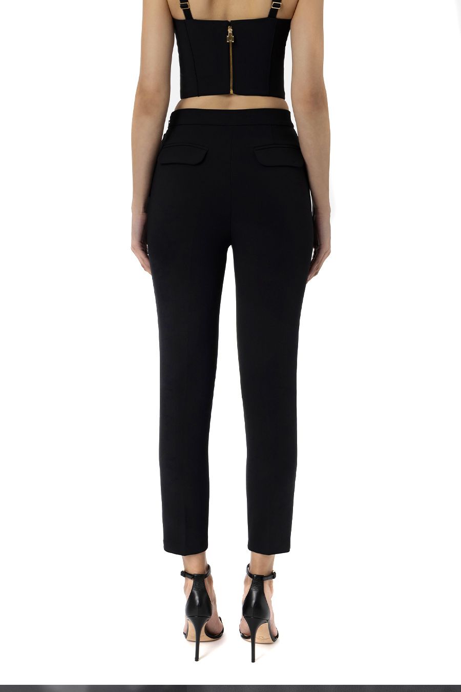 ELISABETTA FRANCHI  Pantaloni Neri Elisabetta Franchi da Donna - Mix di Poliestere Promozione temporanea