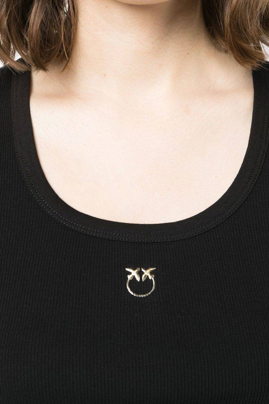 PINKO  Top Elasticizzato in Cotone Nero PINKO Donna Fino al 65% di sconto