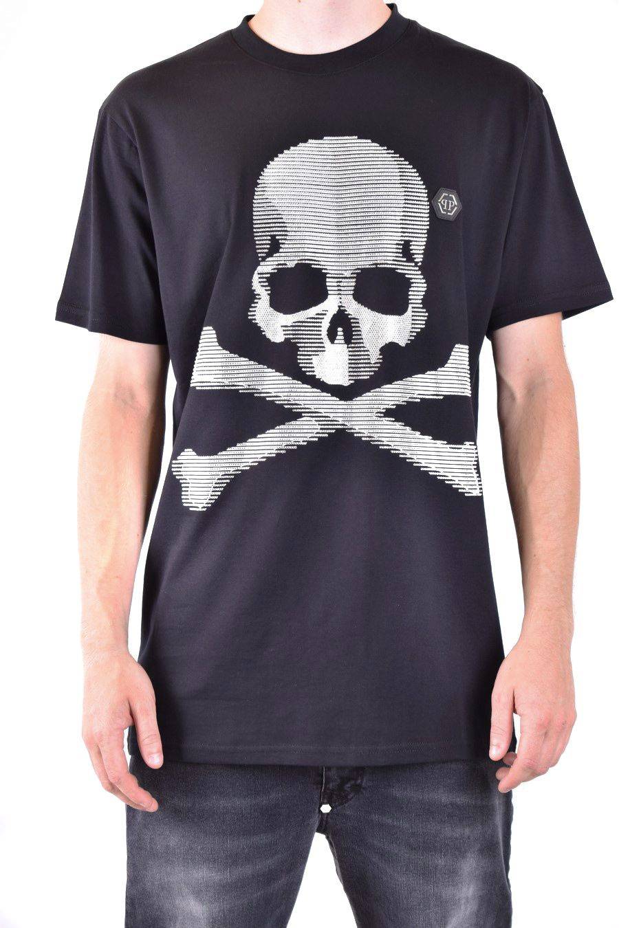 PHILIPP PLEIN  T-Shirt Nera in Cotone Philipp Plein Uomo 50% di sconto con spedizione gratuita