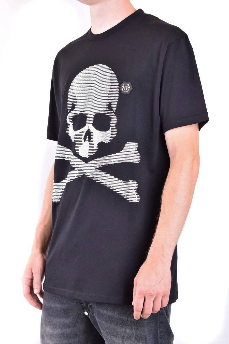 PHILIPP PLEIN  T-Shirt Nera in Cotone Philipp Plein Uomo 50% di sconto con spedizione gratuita