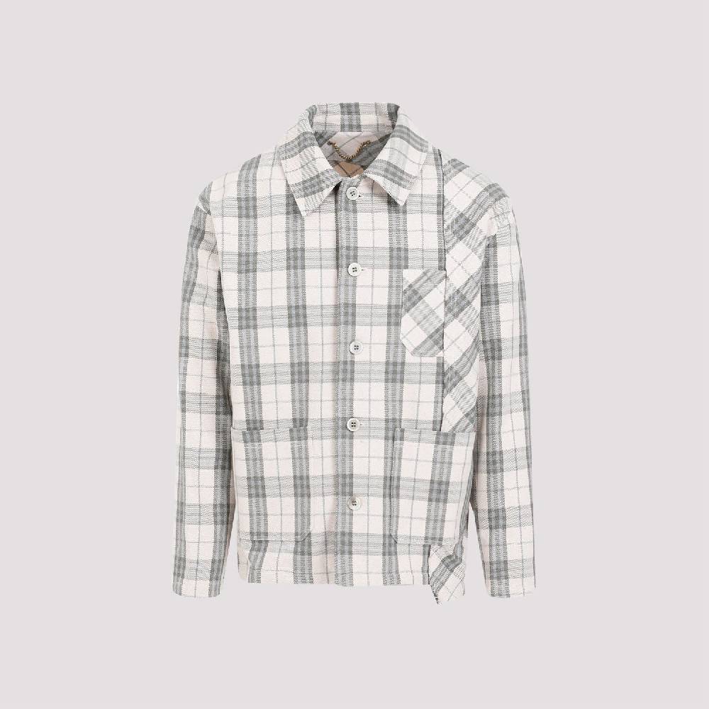 GOLDEN GOOSE  Camicia Uomo Quadri Ecru Verde in Cotone Golden Goose Soddisfazione Garantita