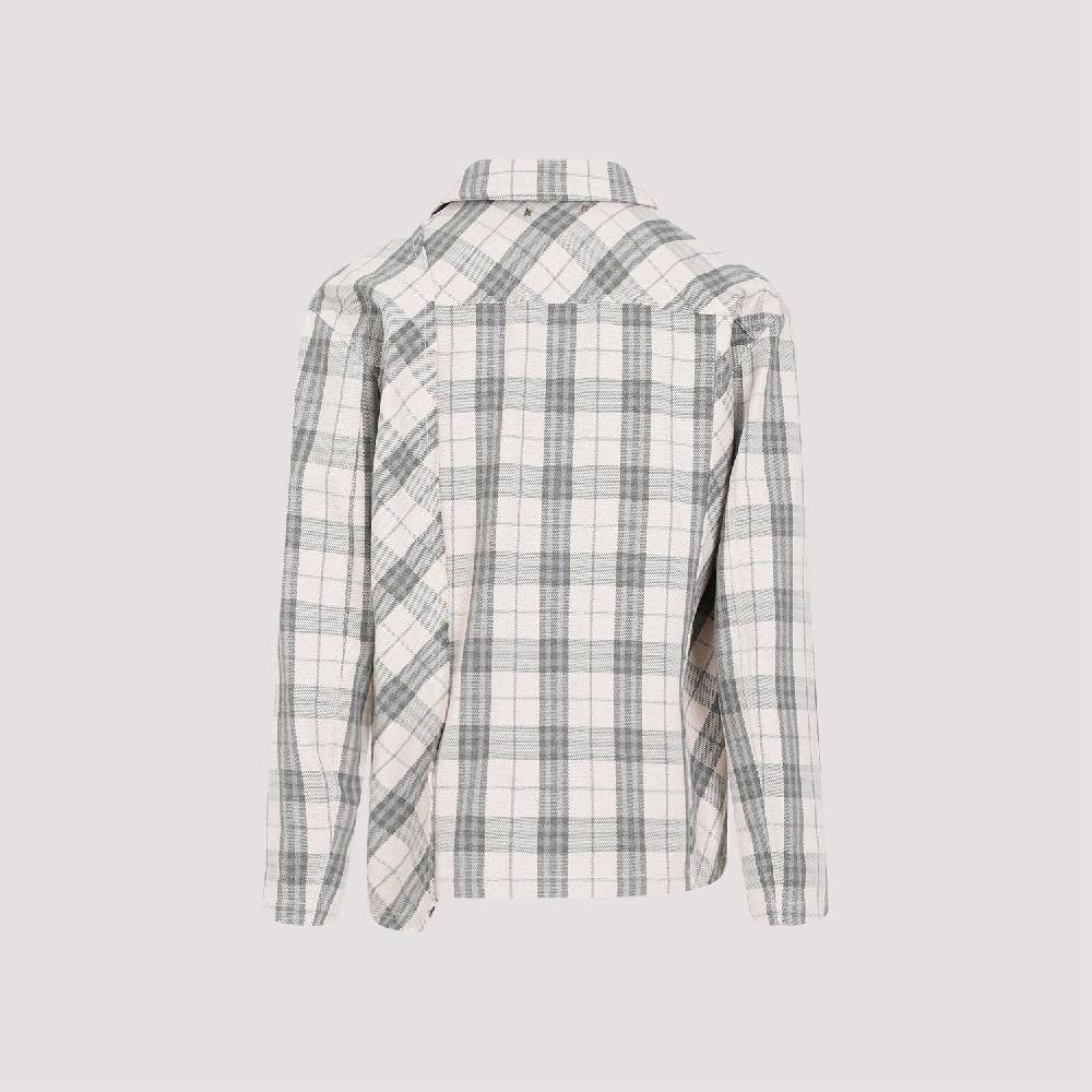 GOLDEN GOOSE  Camicia Uomo Quadri Ecru Verde in Cotone Golden Goose Soddisfazione Garantita