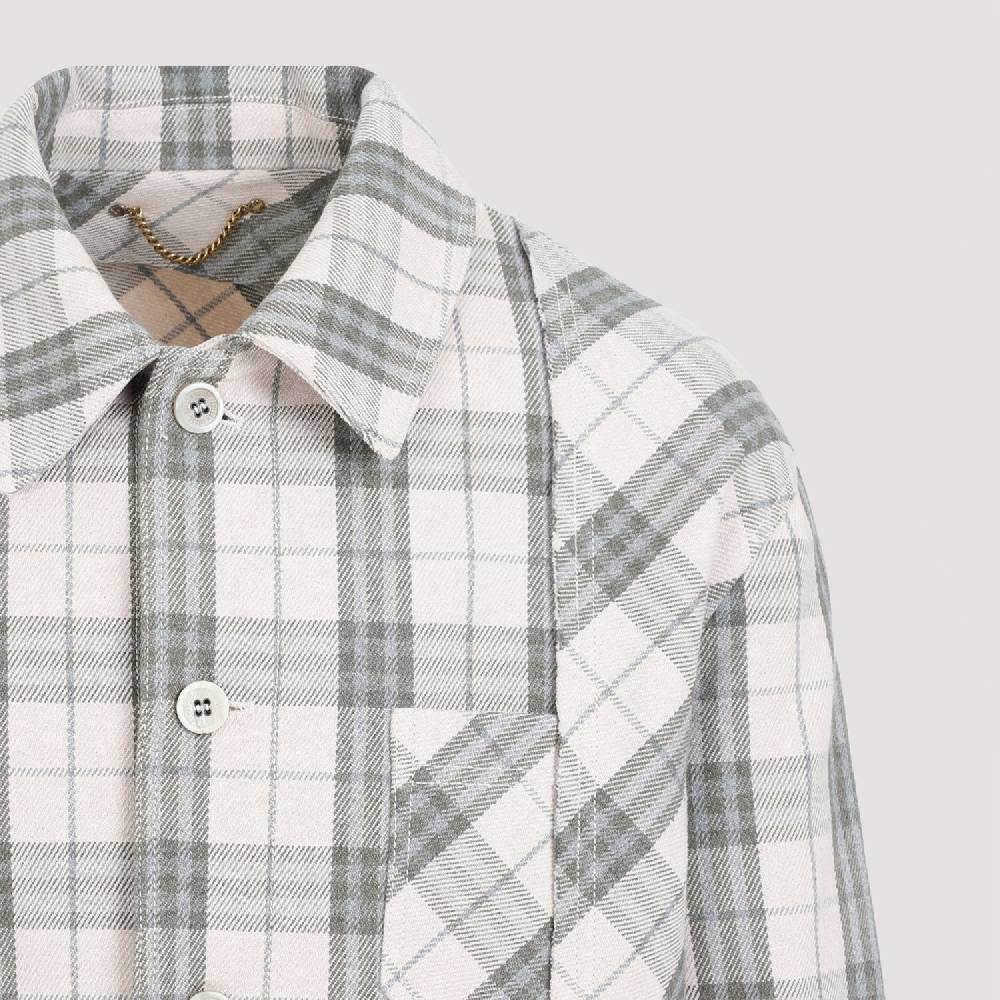 GOLDEN GOOSE  Camicia Uomo Quadri Ecru Verde in Cotone Golden Goose Soddisfazione Garantita