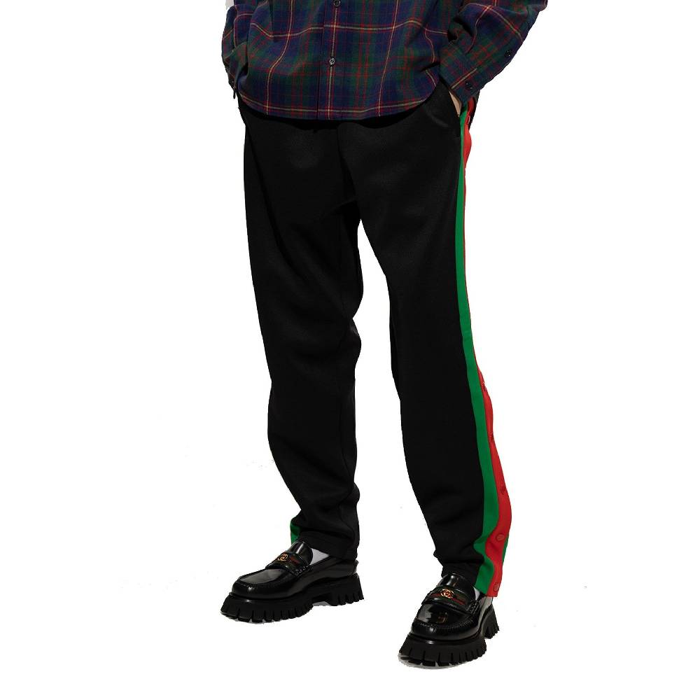 GUCCI  Pantaloni Sportivi GUCCI Neri in Neoprene con Righe per Uomo Promozione Limitata