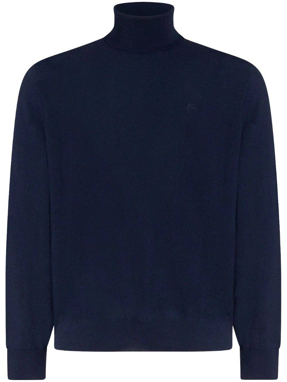 ETRO  Maglione Dolcevita Blu in Lana Vergine da Uomo ETRO Presa