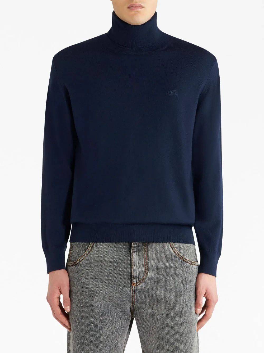 ETRO  Maglione Dolcevita Blu ETRO Uomo 100% Lana Vergine Offerta