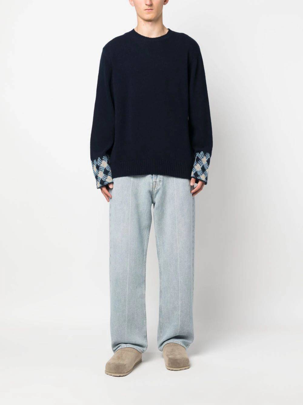 ETRO  Maglione ETRO Blu Uomo in Lana Vergine con Scollo a C In Saldo