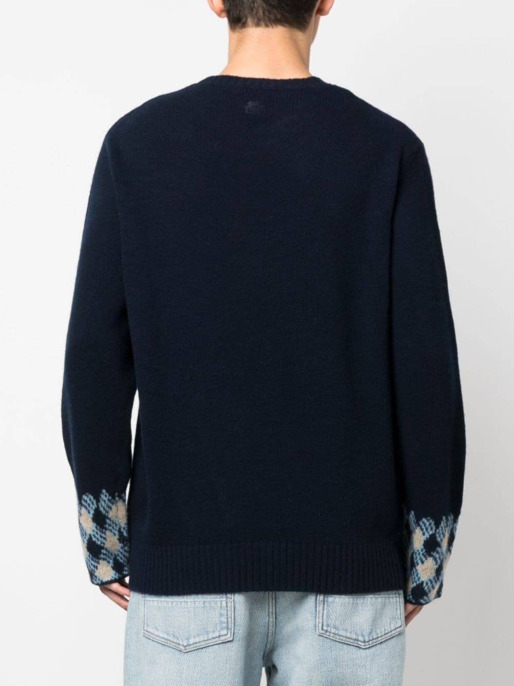 ETRO  Maglione ETRO Blu Uomo in Lana Vergine con Scollo a C In Saldo
