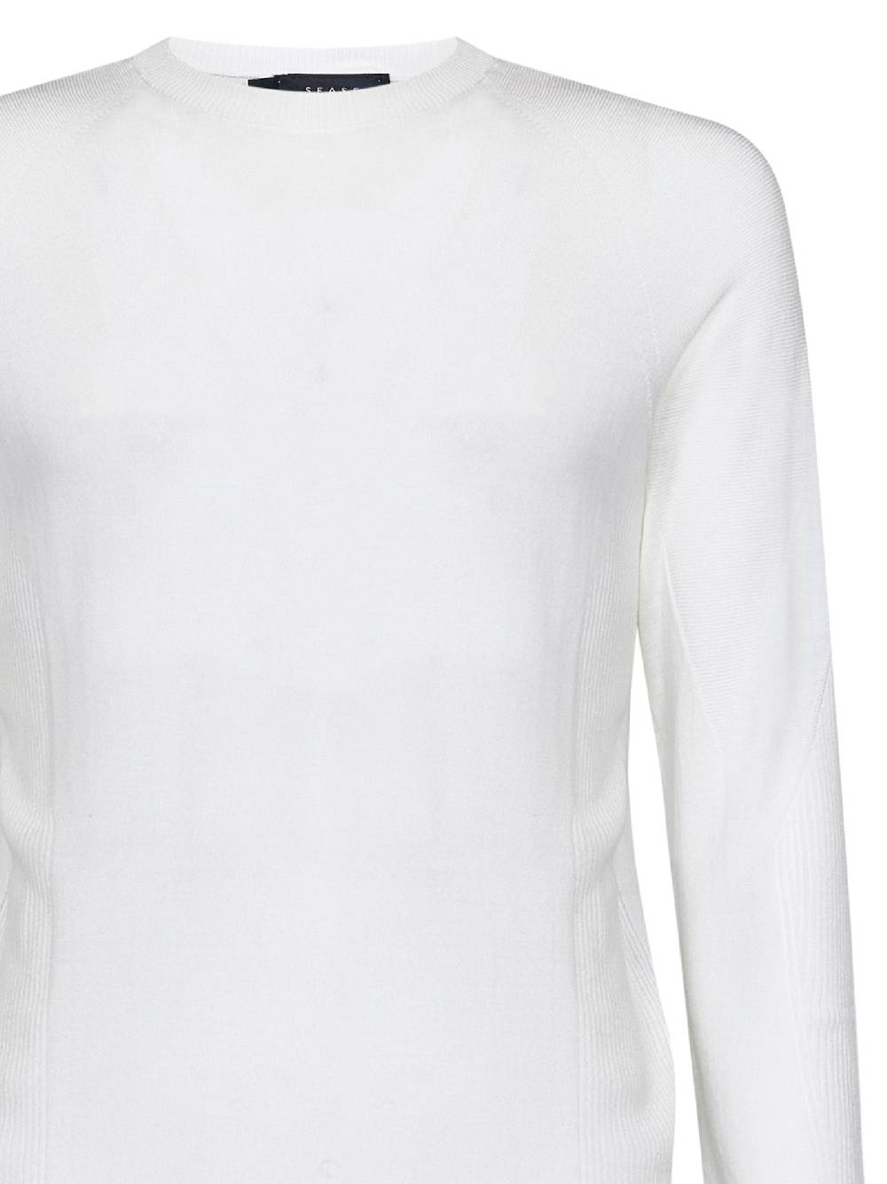SEASE  Maglione Uomo SEASE Collo Rotondo Lana Vergine Bianco Negozio online di fabbrica