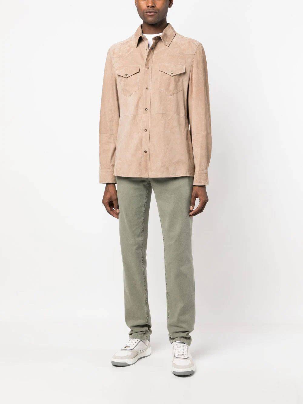 BRUNELLO CUCINELLI  Camicia Uomo Beige Brunello Cucinelli in Pelle con Chiusura a Pressione Offerta migliore