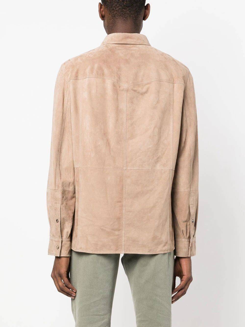 BRUNELLO CUCINELLI  Camicia Uomo Beige Brunello Cucinelli in Pelle con Chiusura a Pressione Offerta migliore