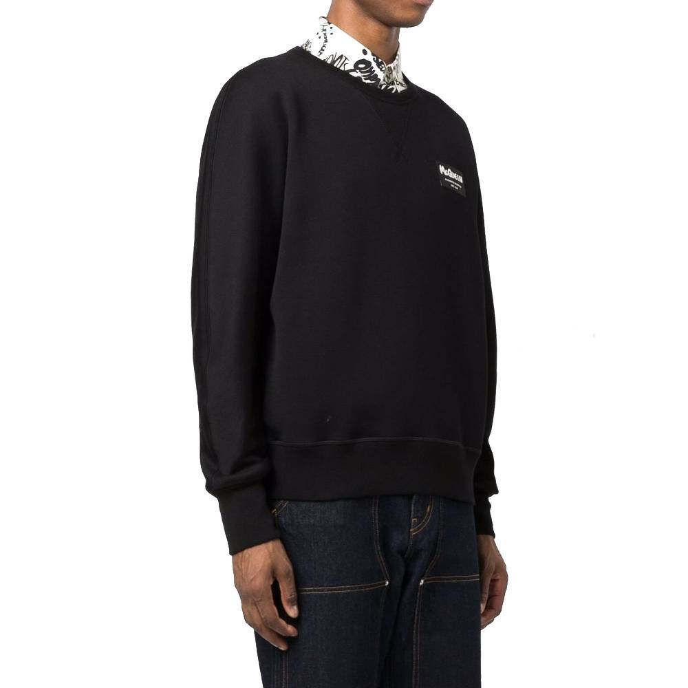 ALEXANDER MCQUEEN  Felpa Logo Cotone Nera Alexander McQueen Uomo Liquidazione