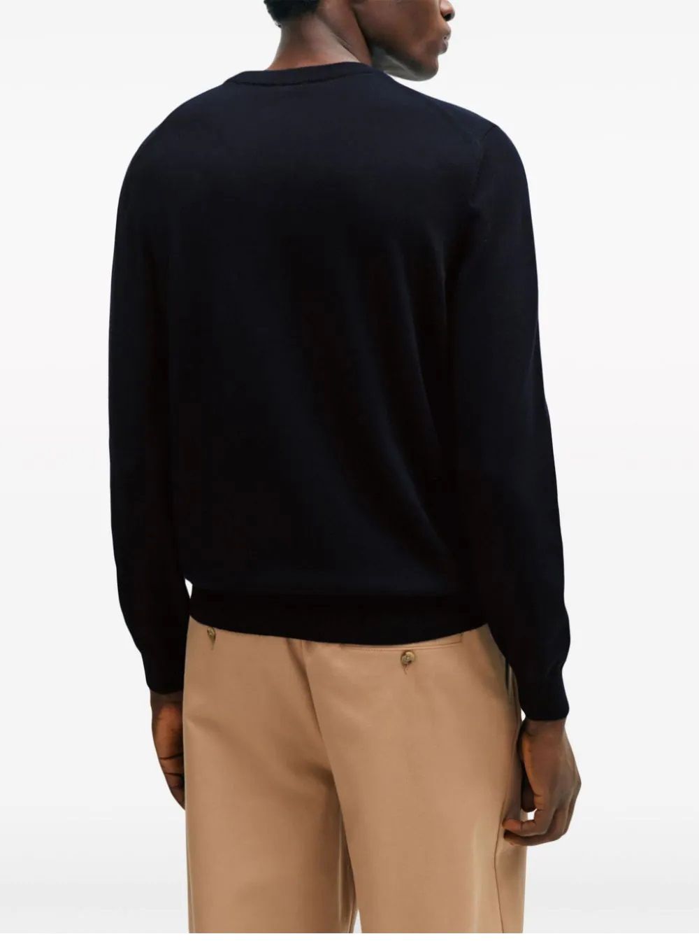 HUGO BOSS  Maglione da Uomo Blu Scuro in Cotone 100% HUGO BOSS Ritorno libero