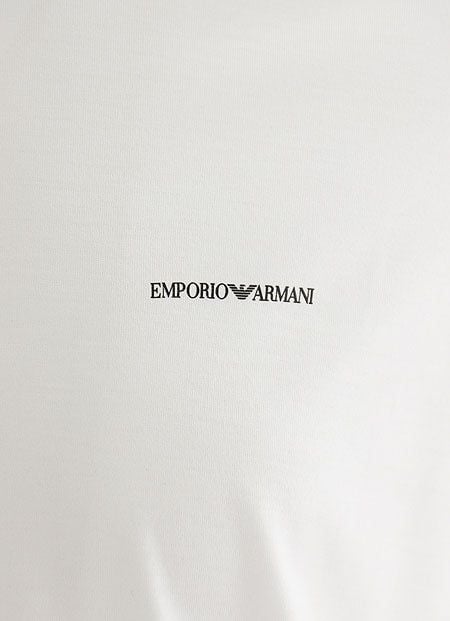 EMPORIO ARMANI  T-Shirt Logo Emporio Armani Bianca in Lyocell e Cotone per Uomo Ultimi tre giorni
