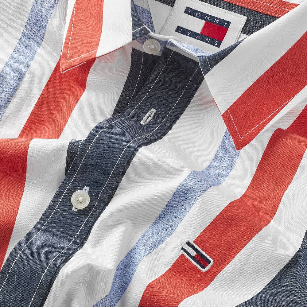 TOMMY JEANS  Camicia a Righe Multicolor in Cotone Tommy Jeans Super sconto