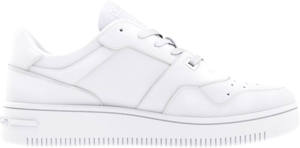 TOMMY JEANS  Sneakers da Basket Retrò in Pelle da Uomo Tommy Jeans - Bianche Black Friday Prezzi
