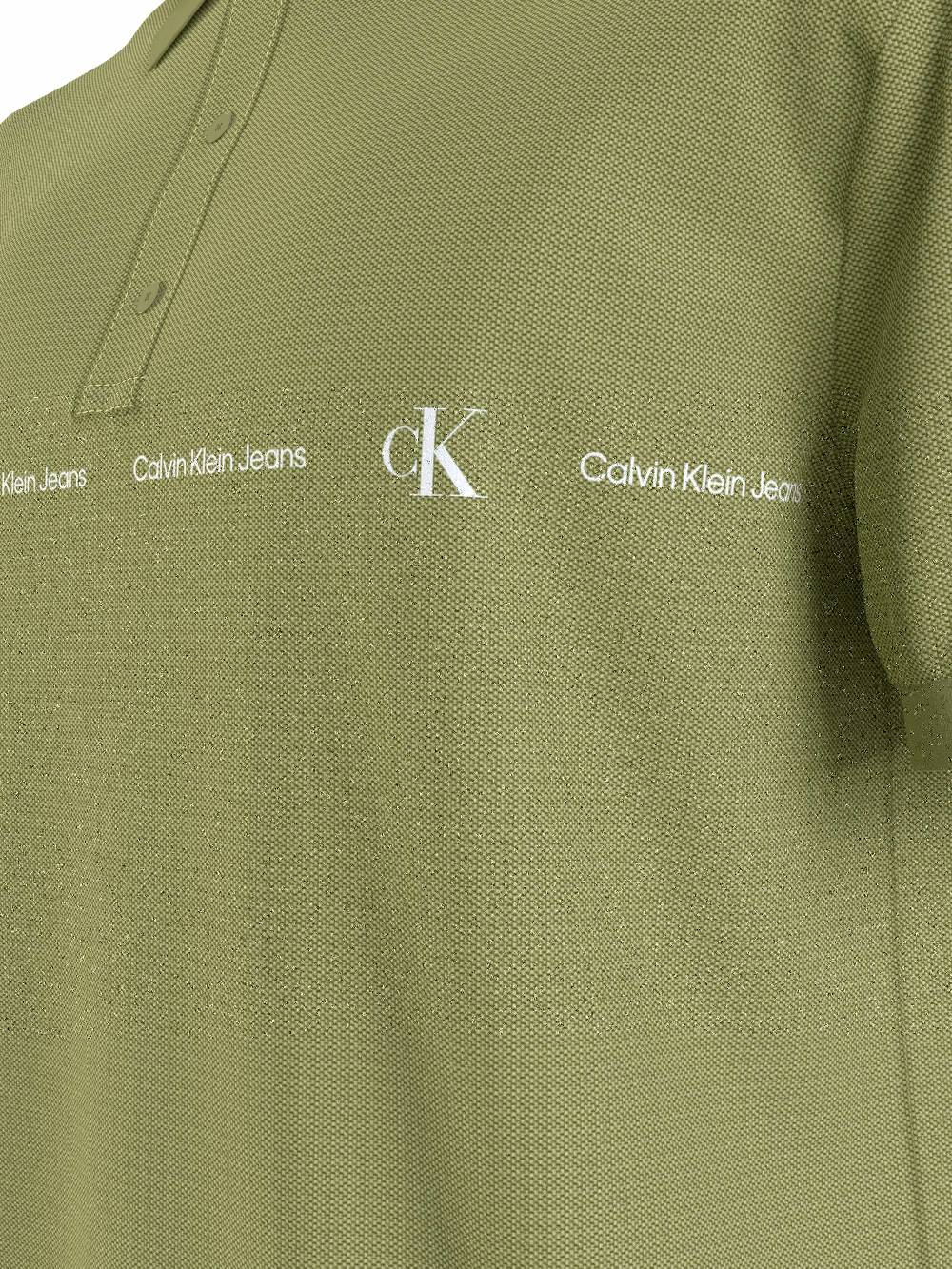 CALVIN KLEIN  Polo da Uomo Calvin Klein in Cotone Elasticizzato Verde I Più Venduti