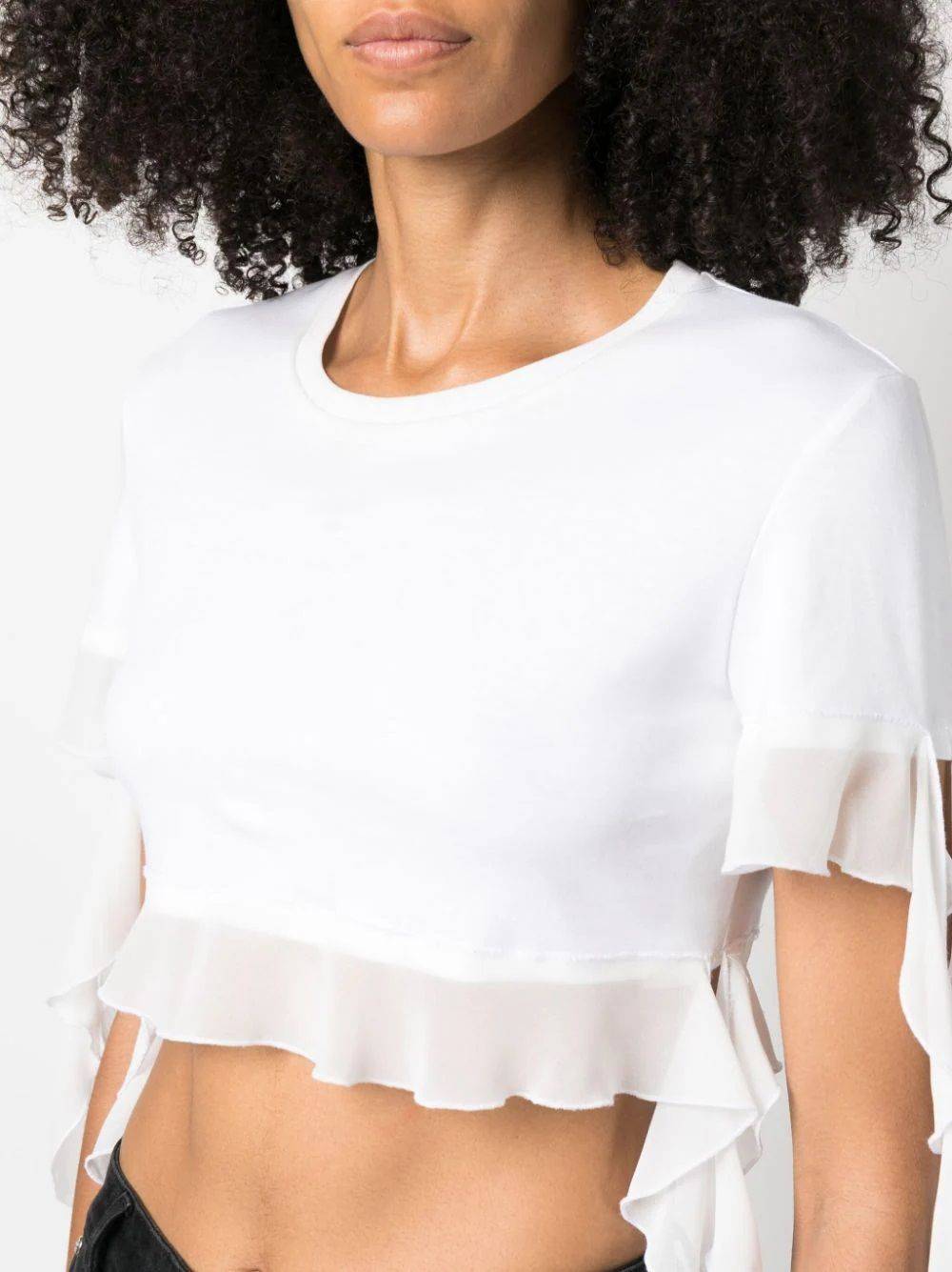 BLUMARINE  T-shirt di Cotone Bianco con Ruches BLUMARINE da Donna Negozio online di fabbrica