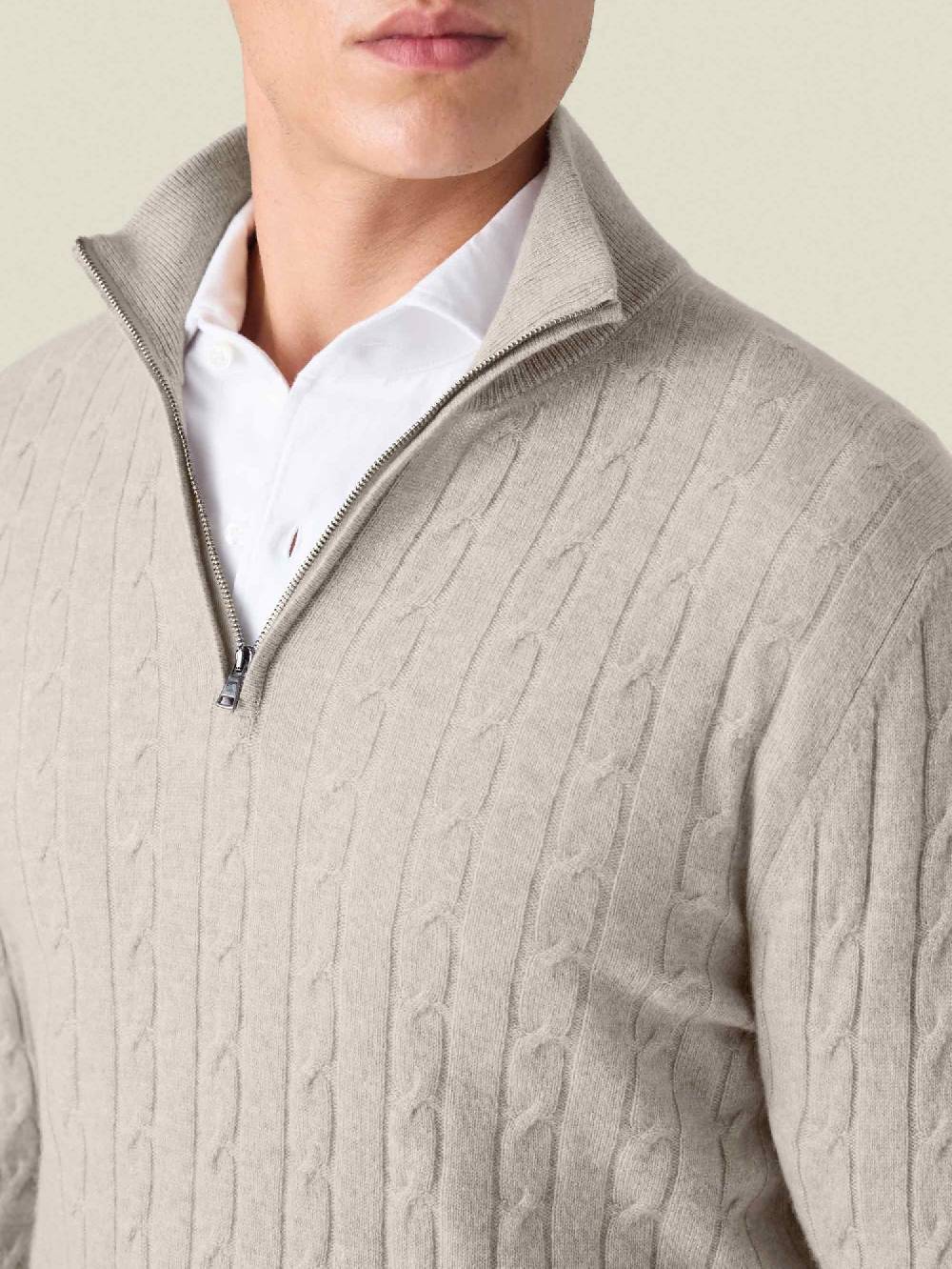 Luca Faloni Cable Knit Zip-up2-Ply Cashmere Offerta migliore