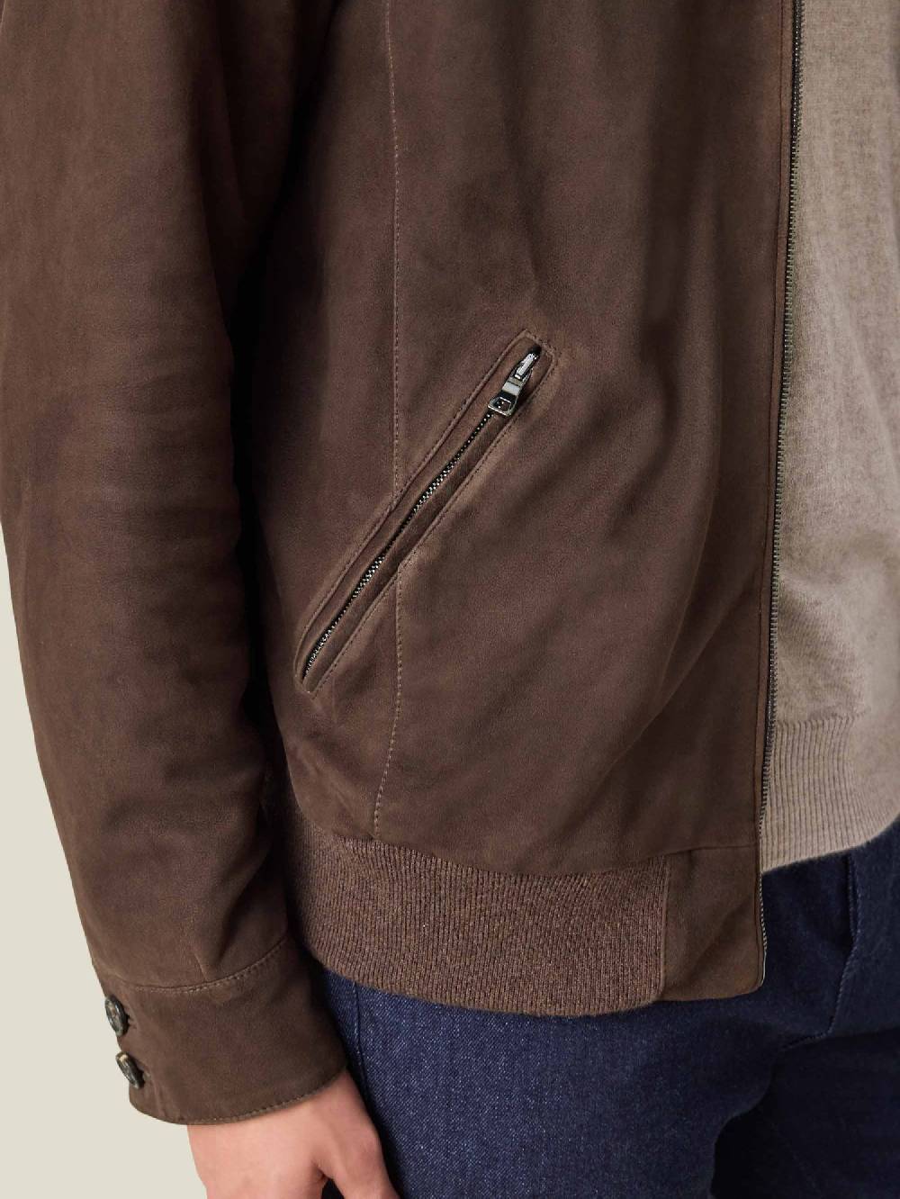 Luca Faloni Classic Bomber JacketGoatskin Suede Leather Offerta migliore
